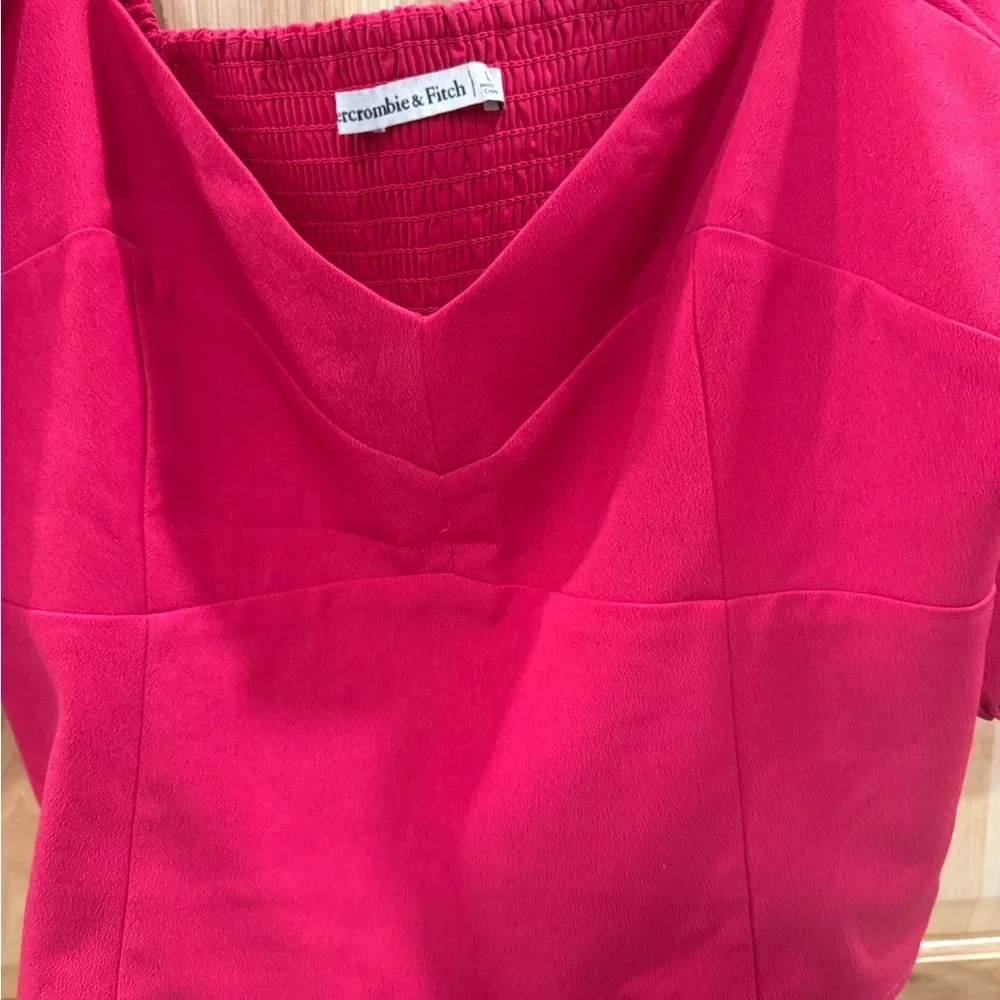 Abercrombie & Fitch Pink Puff Sleeve Sweetheart Corset Top Size L Magenta Pink